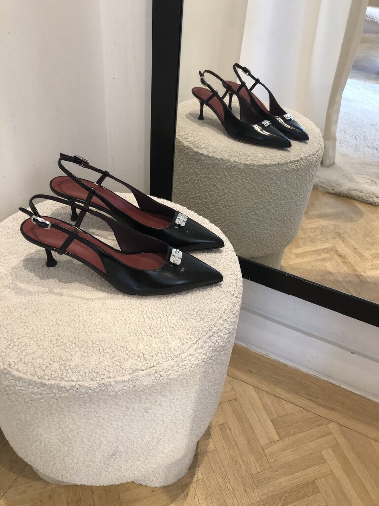 Daniela slingback black shiny leather