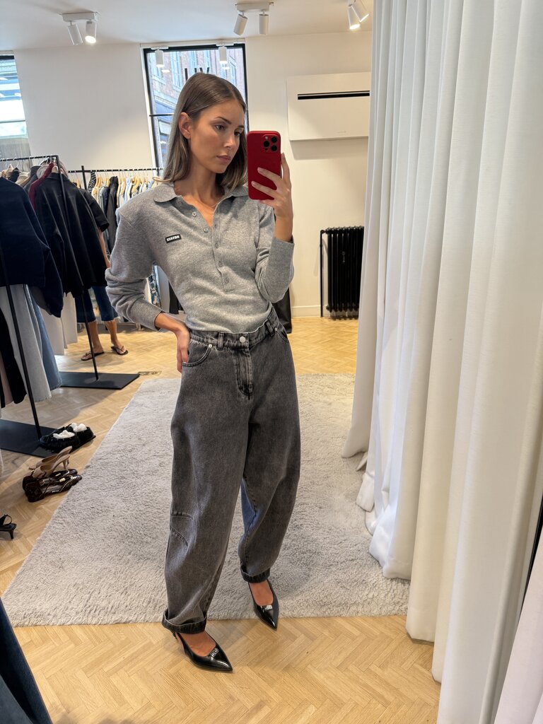 Rotate Wool longsleeve grey polo
