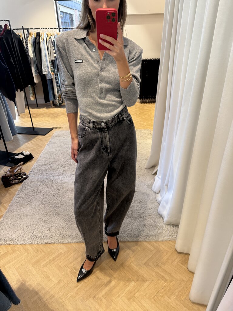 Rotate Wool longsleeve grey polo