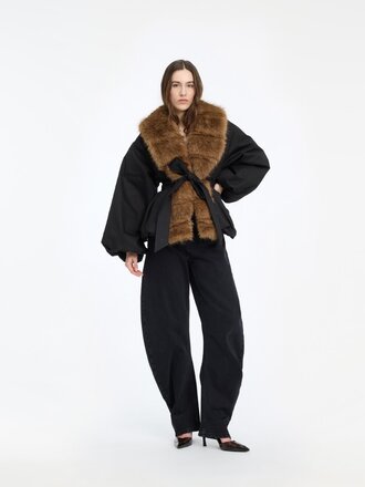 Rotate Faux Fur Black Jacket