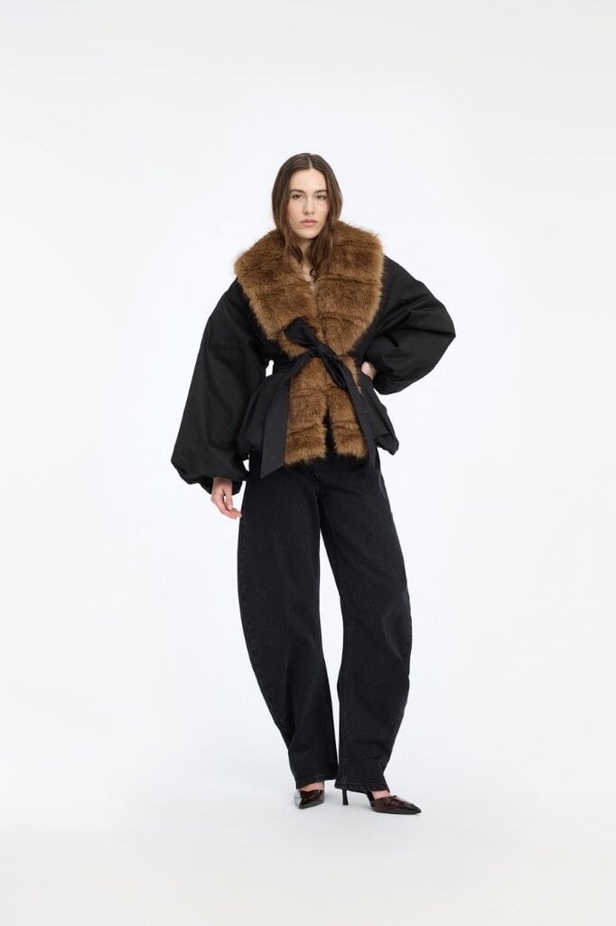 Rotate Faux Fur Black Jacket