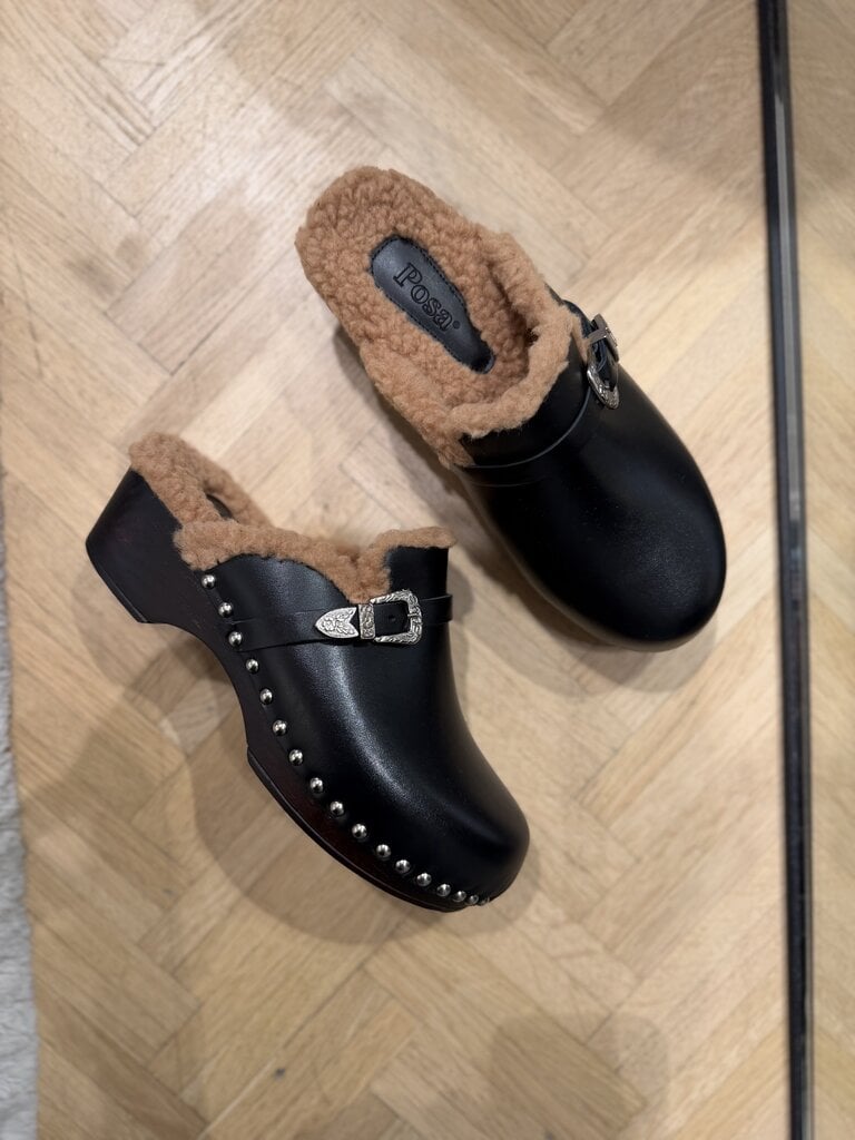 Posa Black studded clog