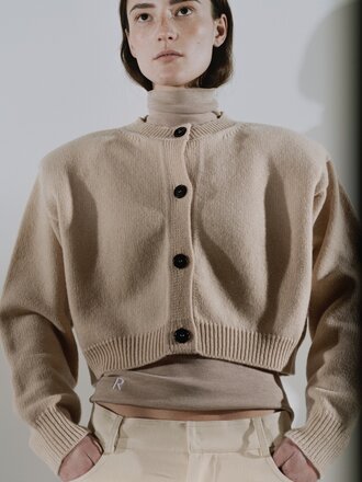 Rhune Lune Padded Shoulder Cardi Beige