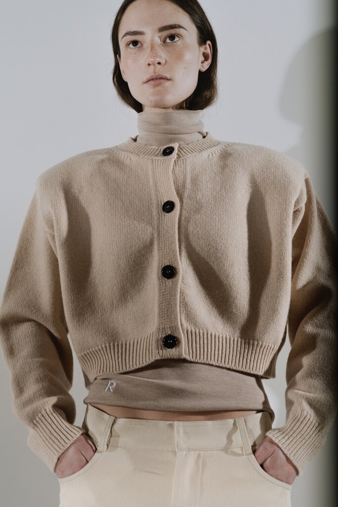 Rhune Lune Padded Shoulder Cardi Beige