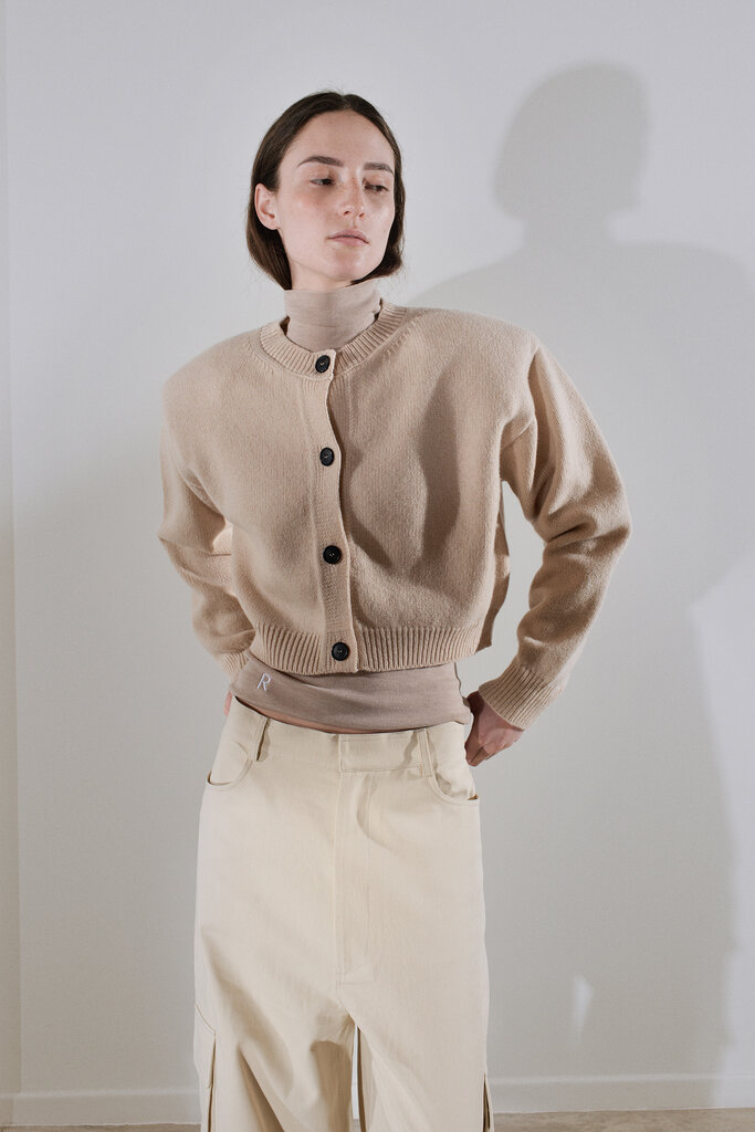 Rhune Lune Padded Shoulder Cardi Beige