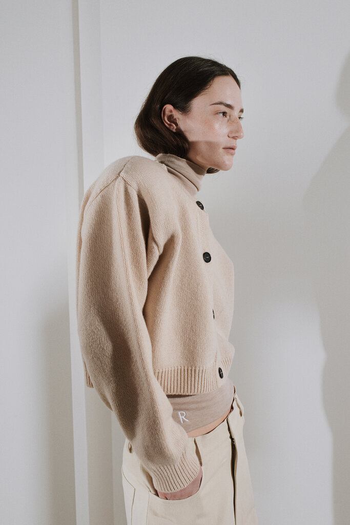 Rhune Lune Padded Shoulder Cardi Beige