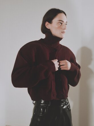 Rhune Lune Padded Shoulder Cardi Bordeaux