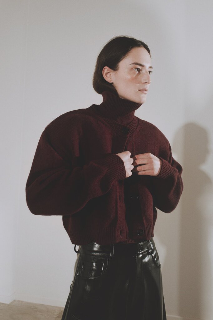 Rhune Lune Padded Shoulder Cardi Bordeaux