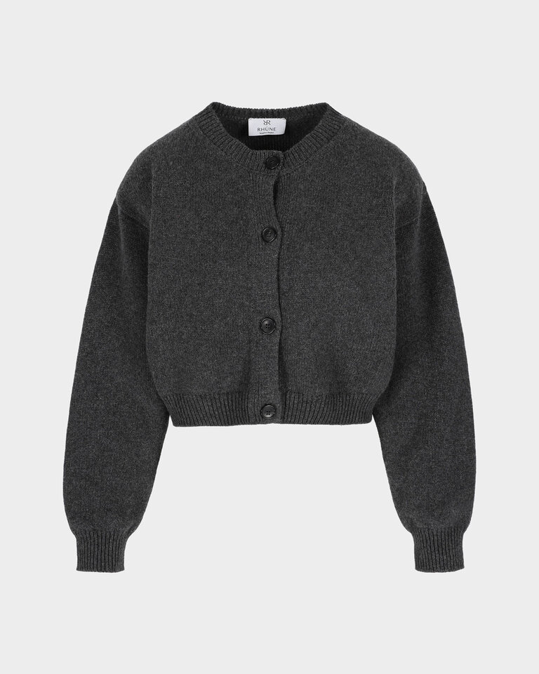 Rhune Lune Padded Shoulder Cardi Dark Grey