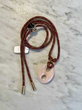 Nilu Pig necklace cognac&pink