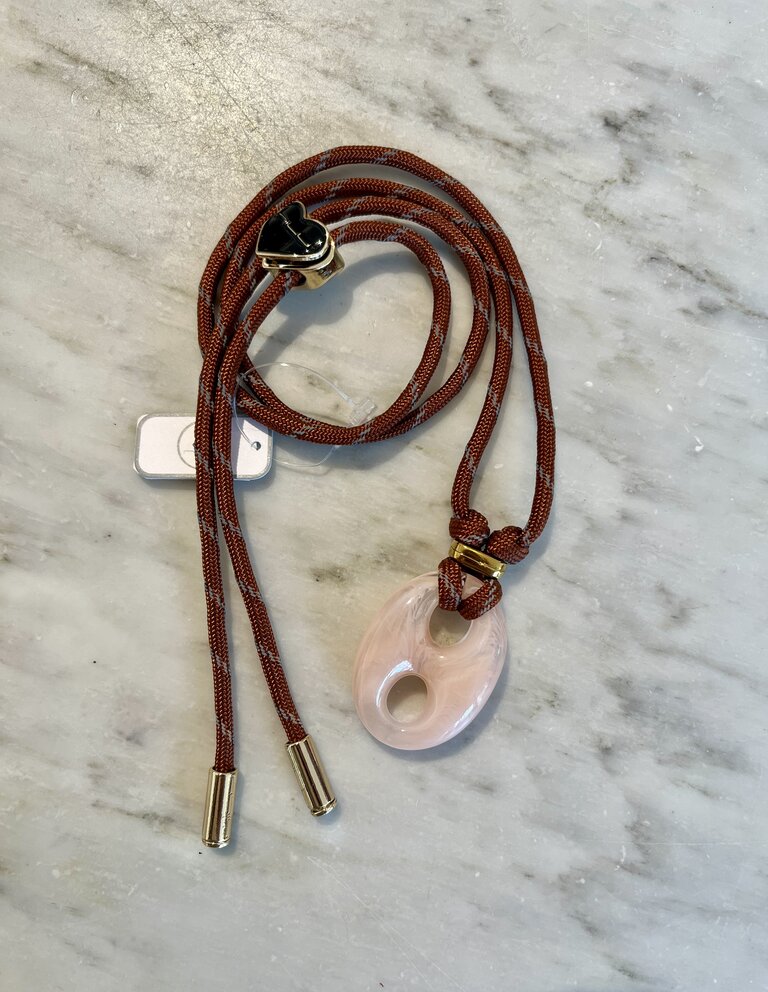 Nilu Pig necklace cognac&pink