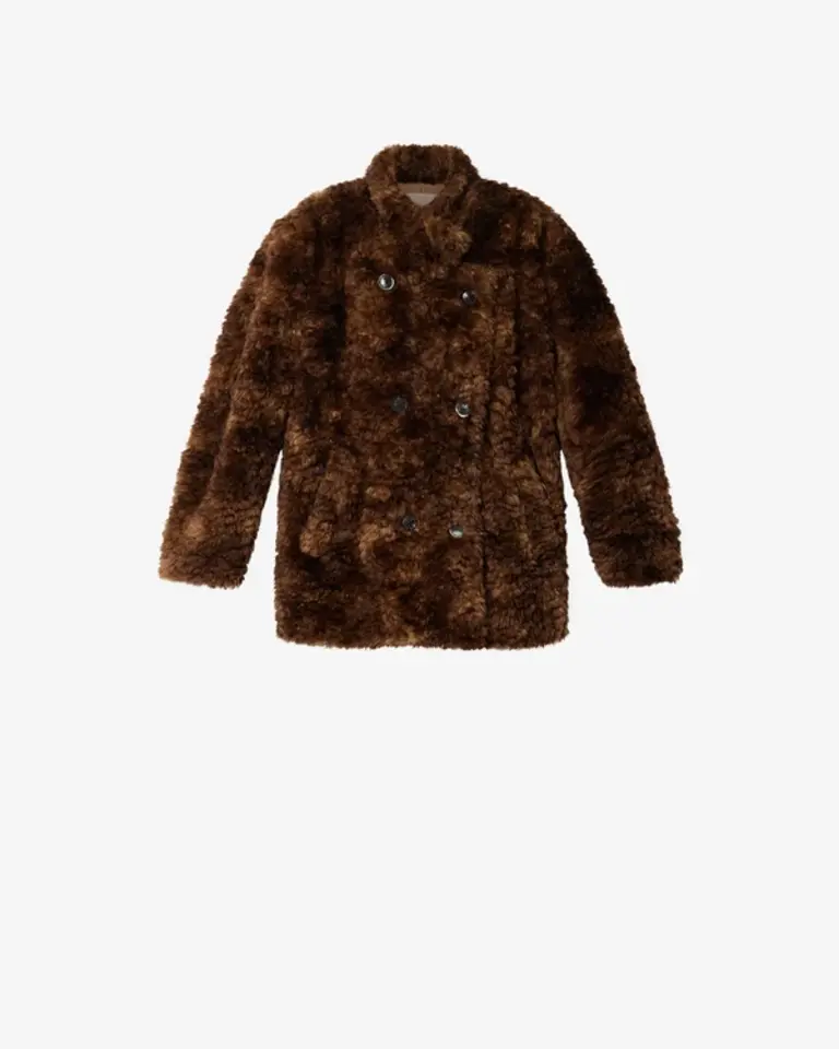Brown curly teddy coat