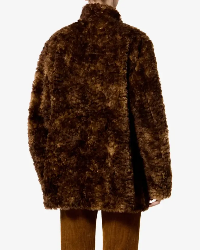 Brown curly teddy coat