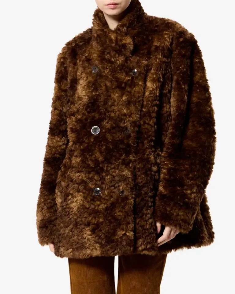 Brown curly teddy coat