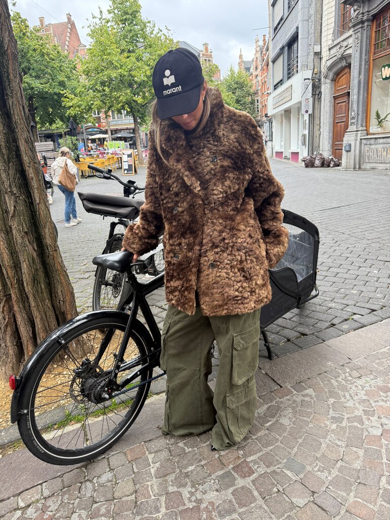 Brown curly teddy coat