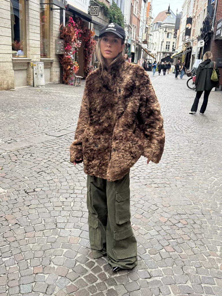 Brown curly teddy coat
