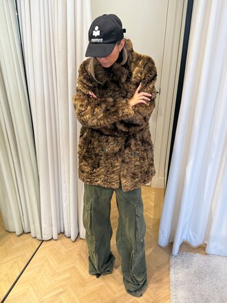 Brown curly teddy coat