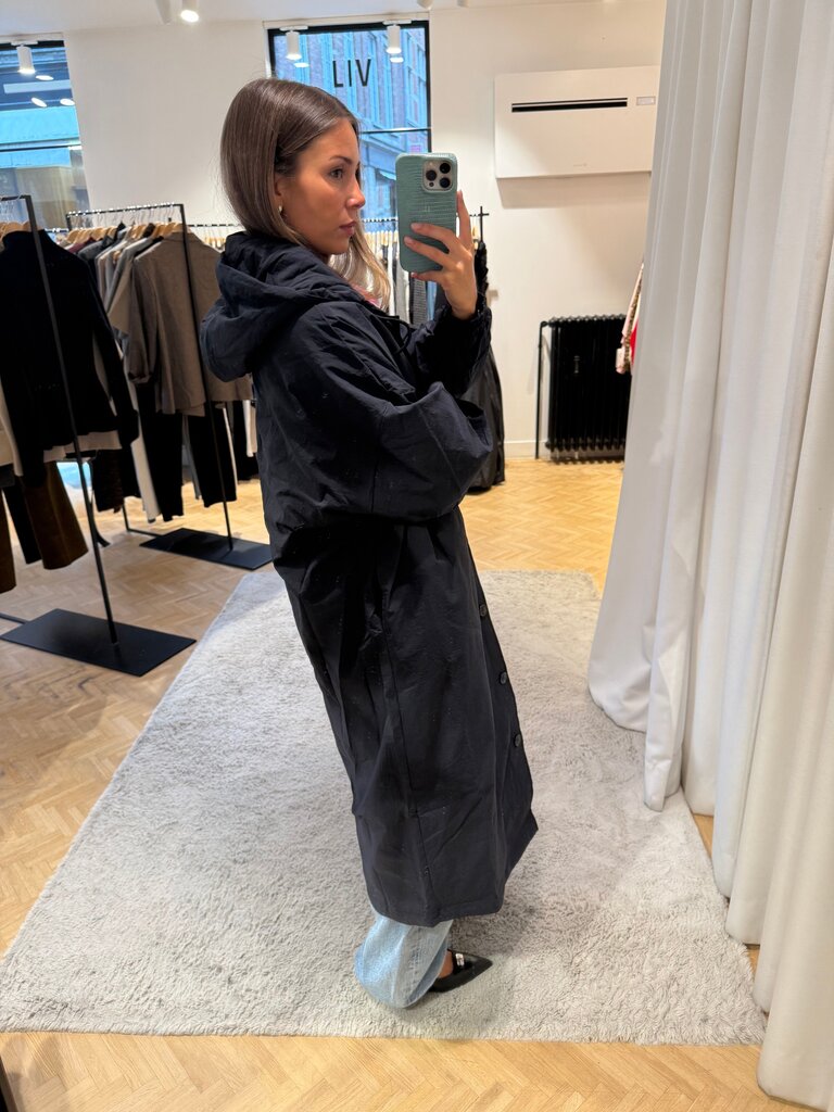 Hooded coat midnight blue