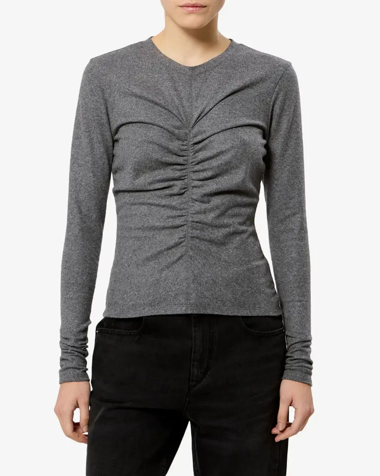 Grey wool ruched top