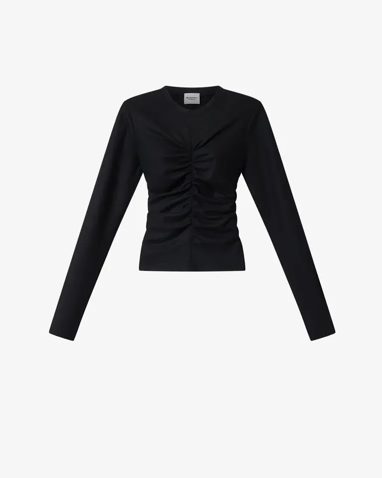 Black wool ruched top