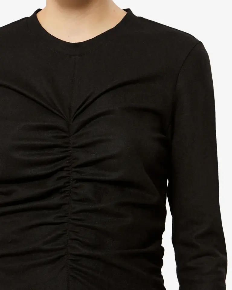 Black wool ruched top