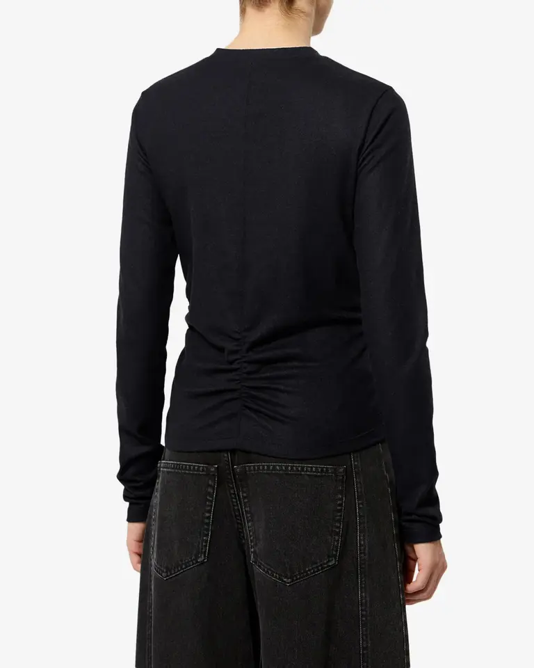 Black wool ruched top