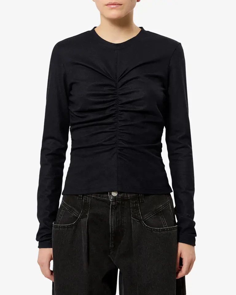 Black wool ruched top