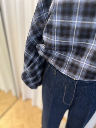 Nine in the morning Checkered offshoulder top blue