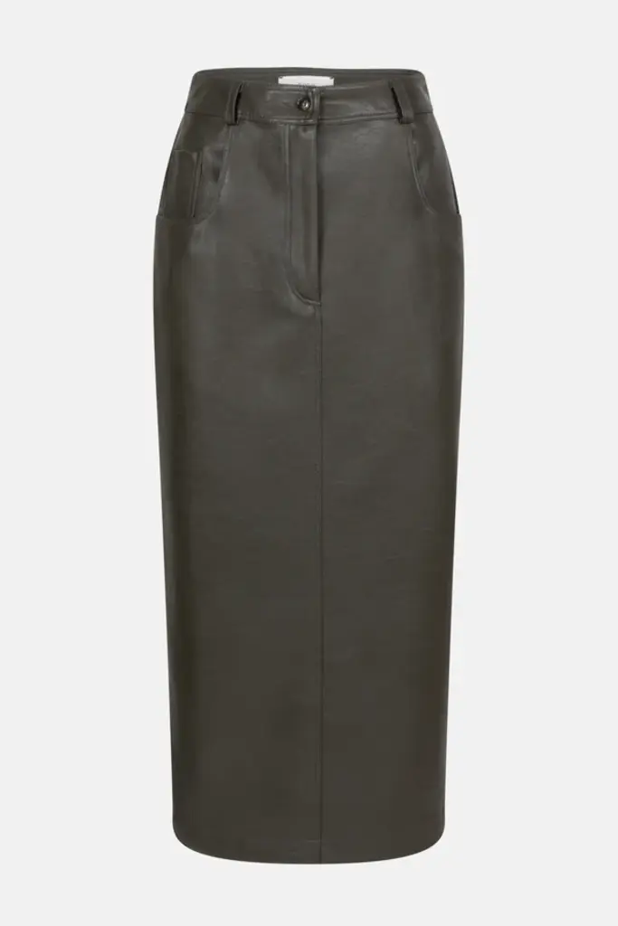 Faux leather midi skirt