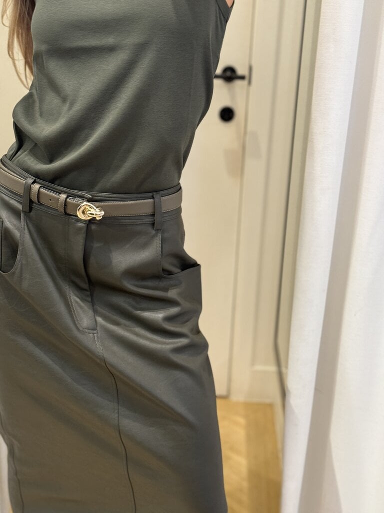 Faux leather midi skirt