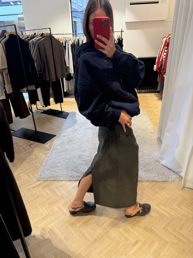 Faux leather midi skirt
