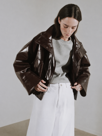 Rhune Jessy jacket brown faux leather