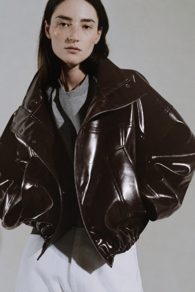Rhune Jessy jacket brown faux leather