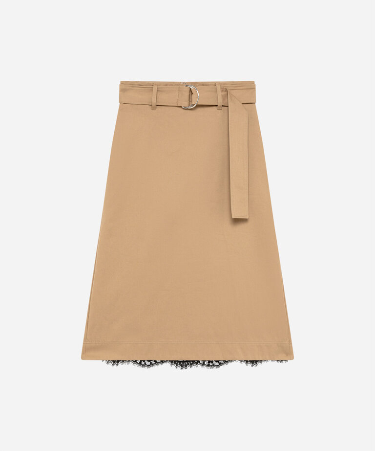 MSGM Camel skirt with lace