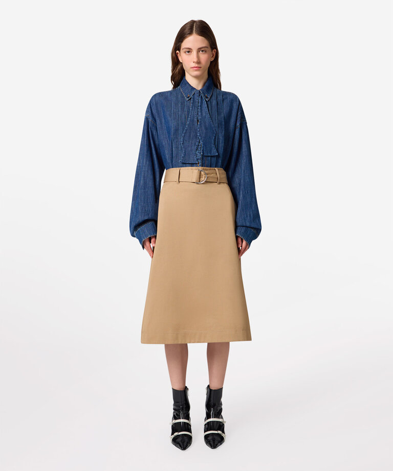 MSGM Camel skirt with lace