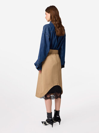MSGM Camel skirt with lace