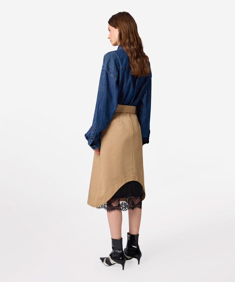 MSGM Camel skirt with lace