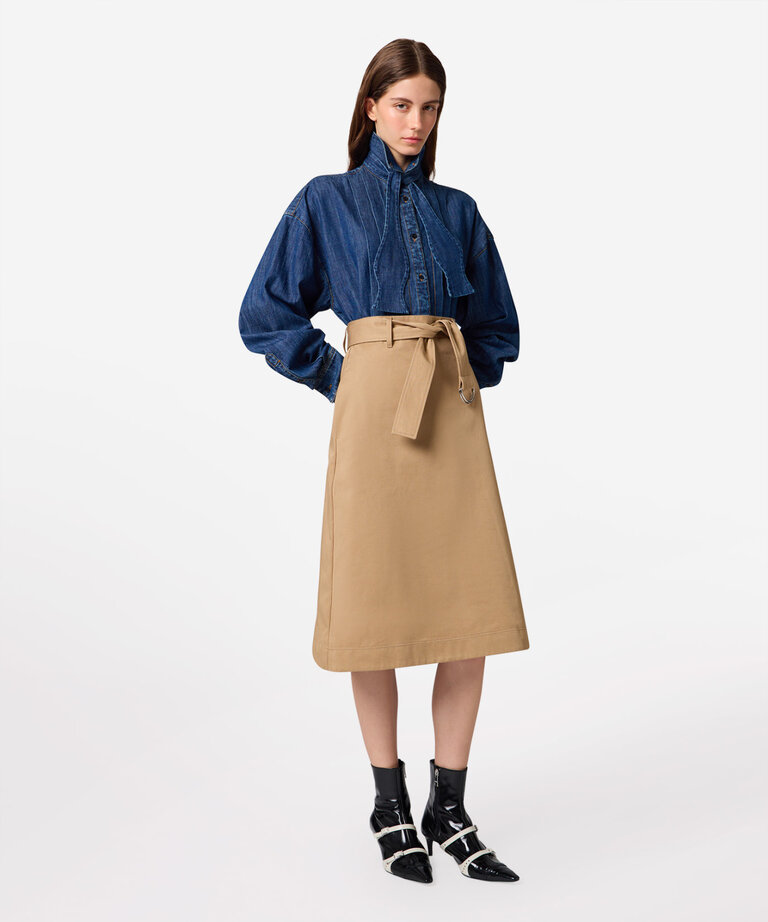 MSGM Camel skirt with lace