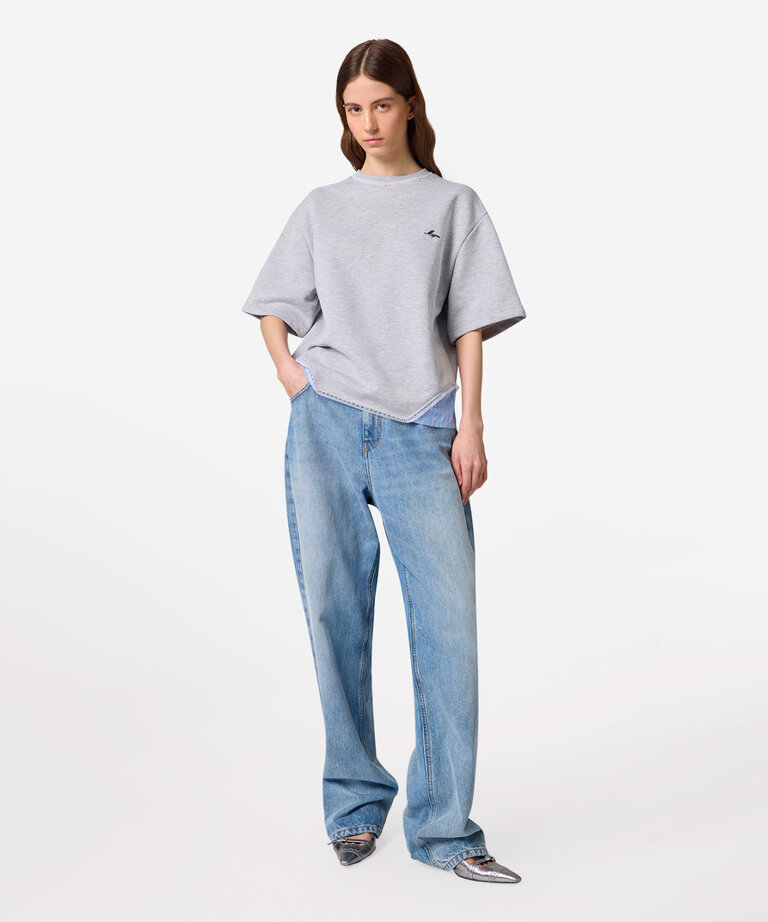 MSGM Grey T-shirt with blue slip