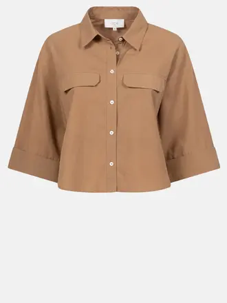 Cropped poplin shirt