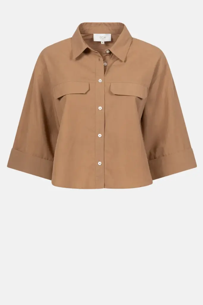 Cropped poplin shirt