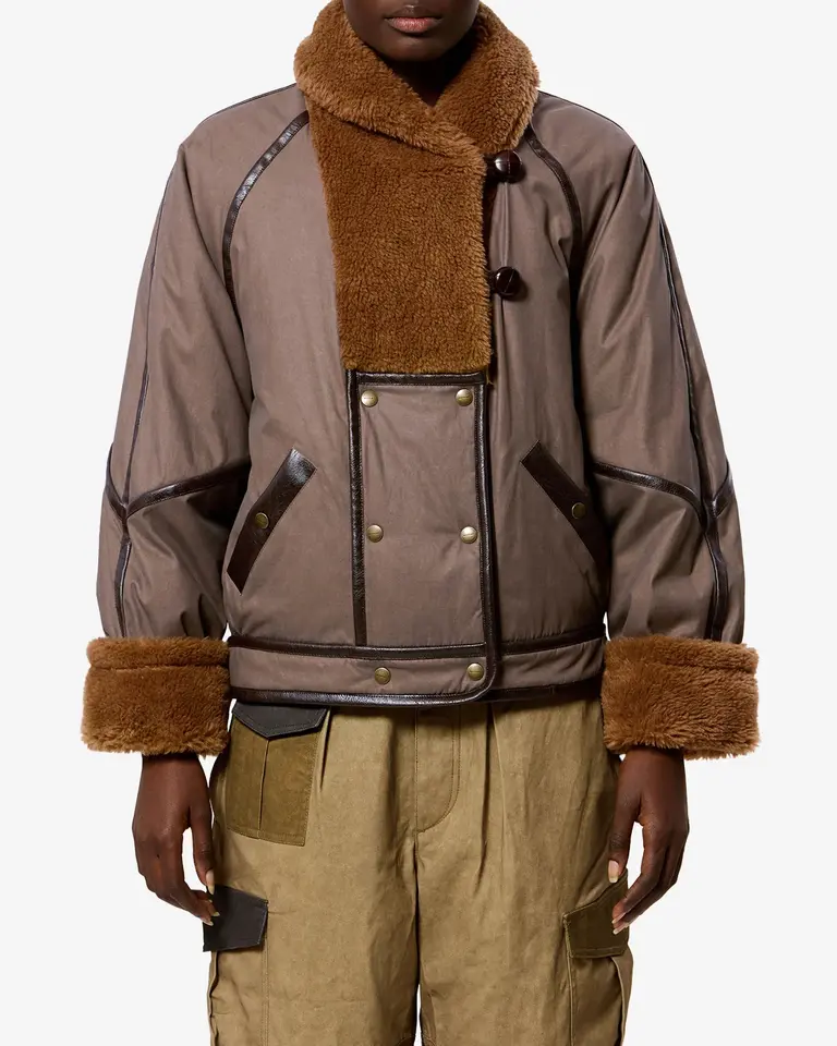 Brown jacket teddy collar