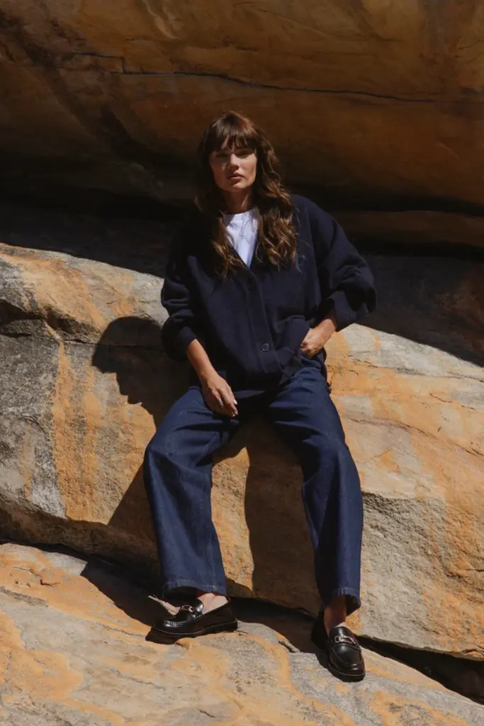 Navy knit cardigan