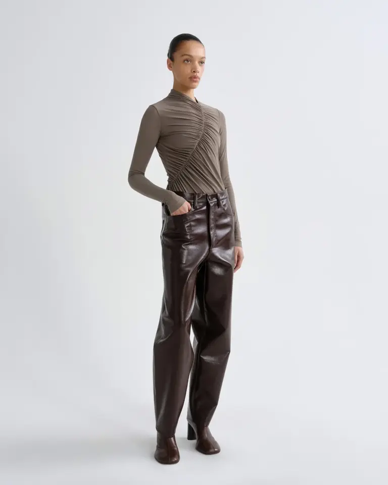 Agolde Taupe ruched bodysuit