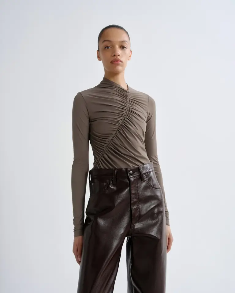 Agolde Taupe ruched bodysuit