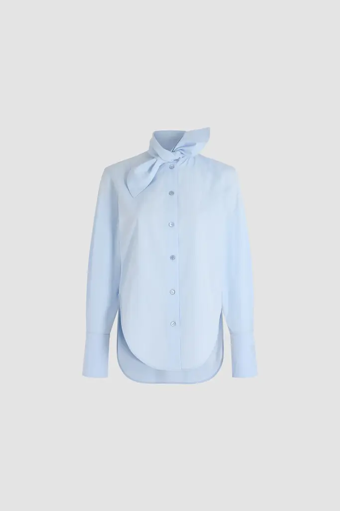 Patou Bow collar blouse sky blue