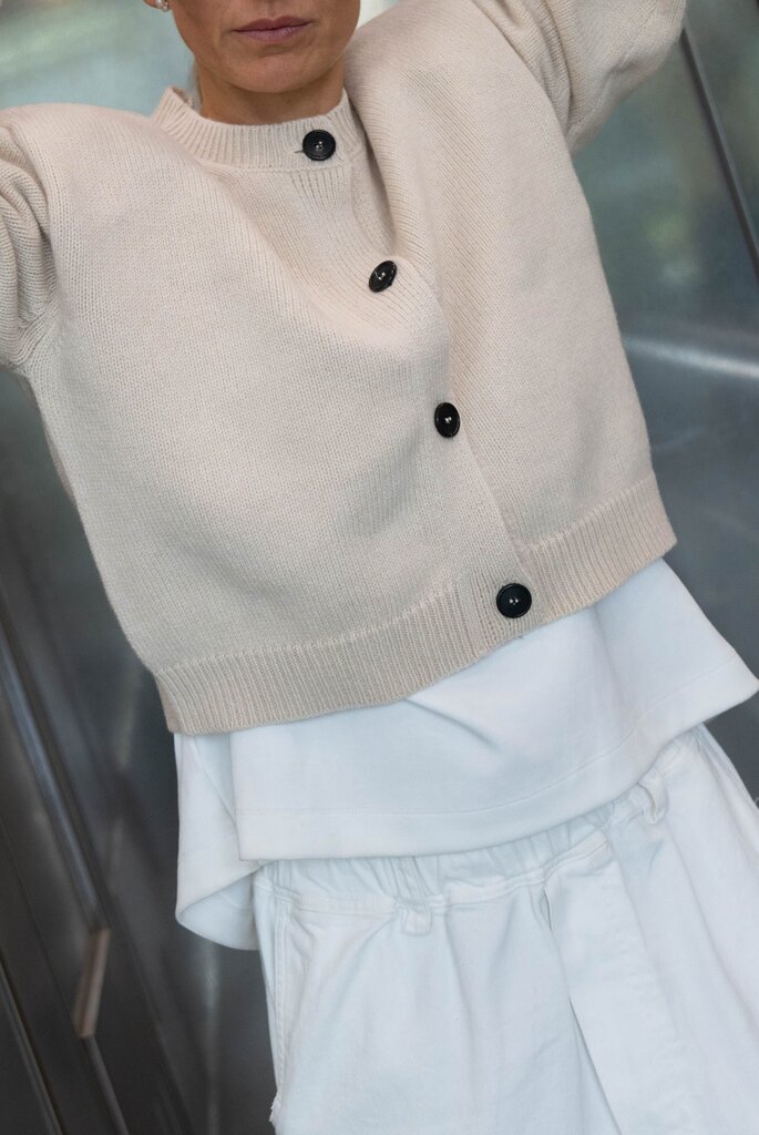 Rhune Lune Padded Shoulder Cardi Beige