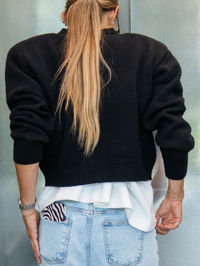 Rhune Lune Padded Shoulder Cardi Black