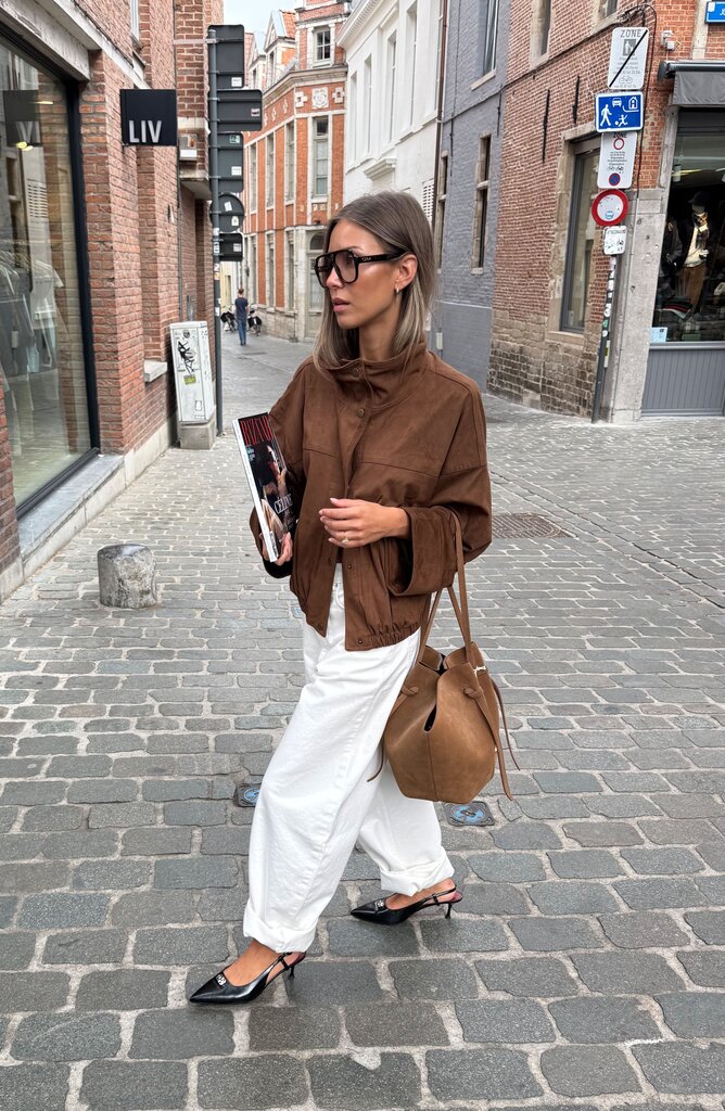 Rhune Jessy jacket faux suede brown
