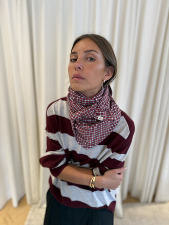 8 PM Red check scarf